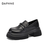 Женские черные лоферы на толстой подошве Daphne; новинка 2026 года; сезон весна-лето; модная кожаная обувь в британском стиле; тонкие туфли на педалях