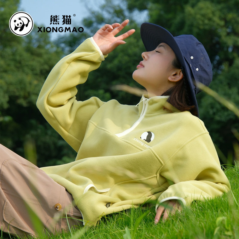 Panda Outdoor, новинка 2025 года, осенне-зимняя флисовая женская теплая подкладка для сохранения тепла, флисовый антистатический повседневный топ