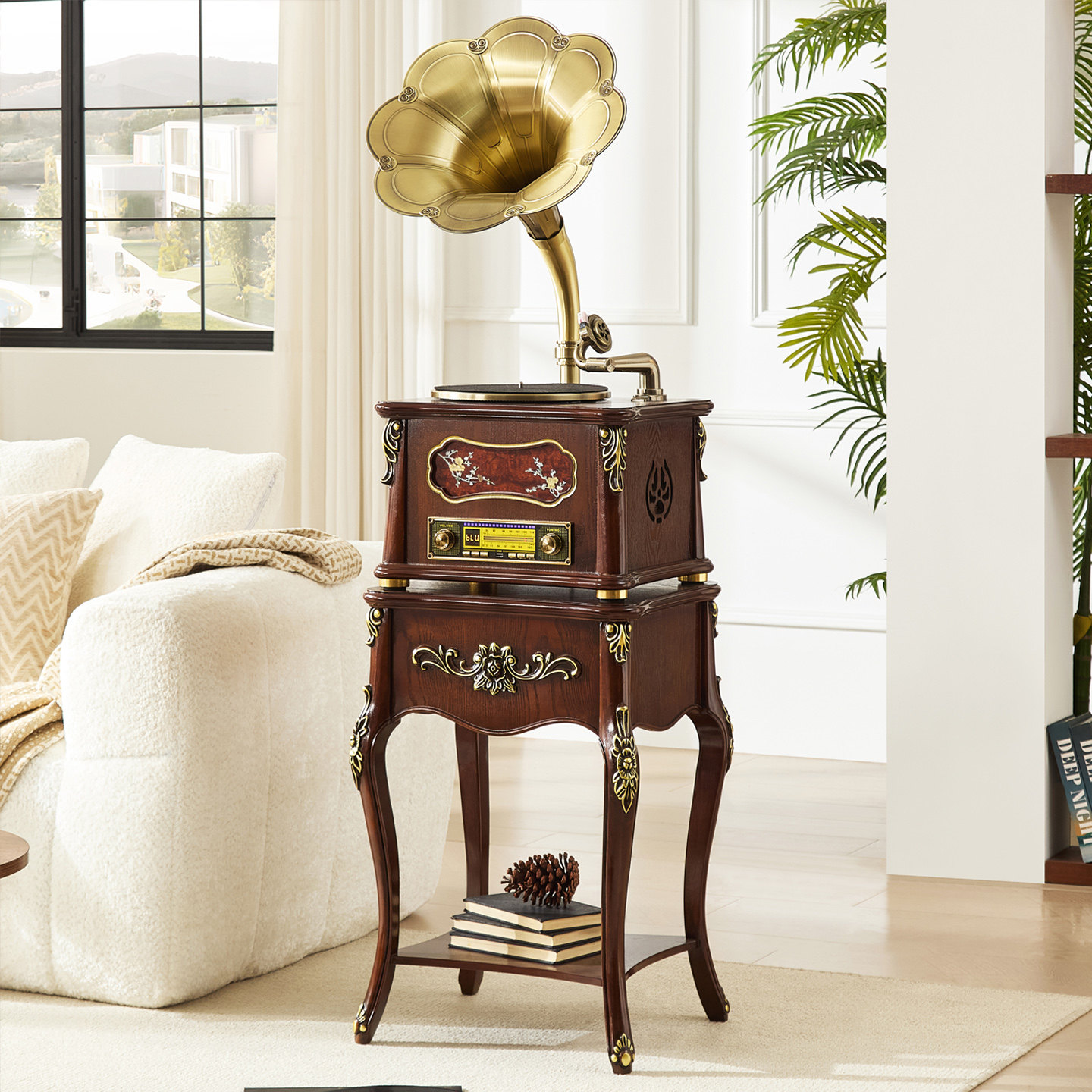 Estee Lauder ретро-фонограф из цельного дерева, проигрыватель виниловых пластинок, Bluetooth, караоке, аудио, украшение гостиной