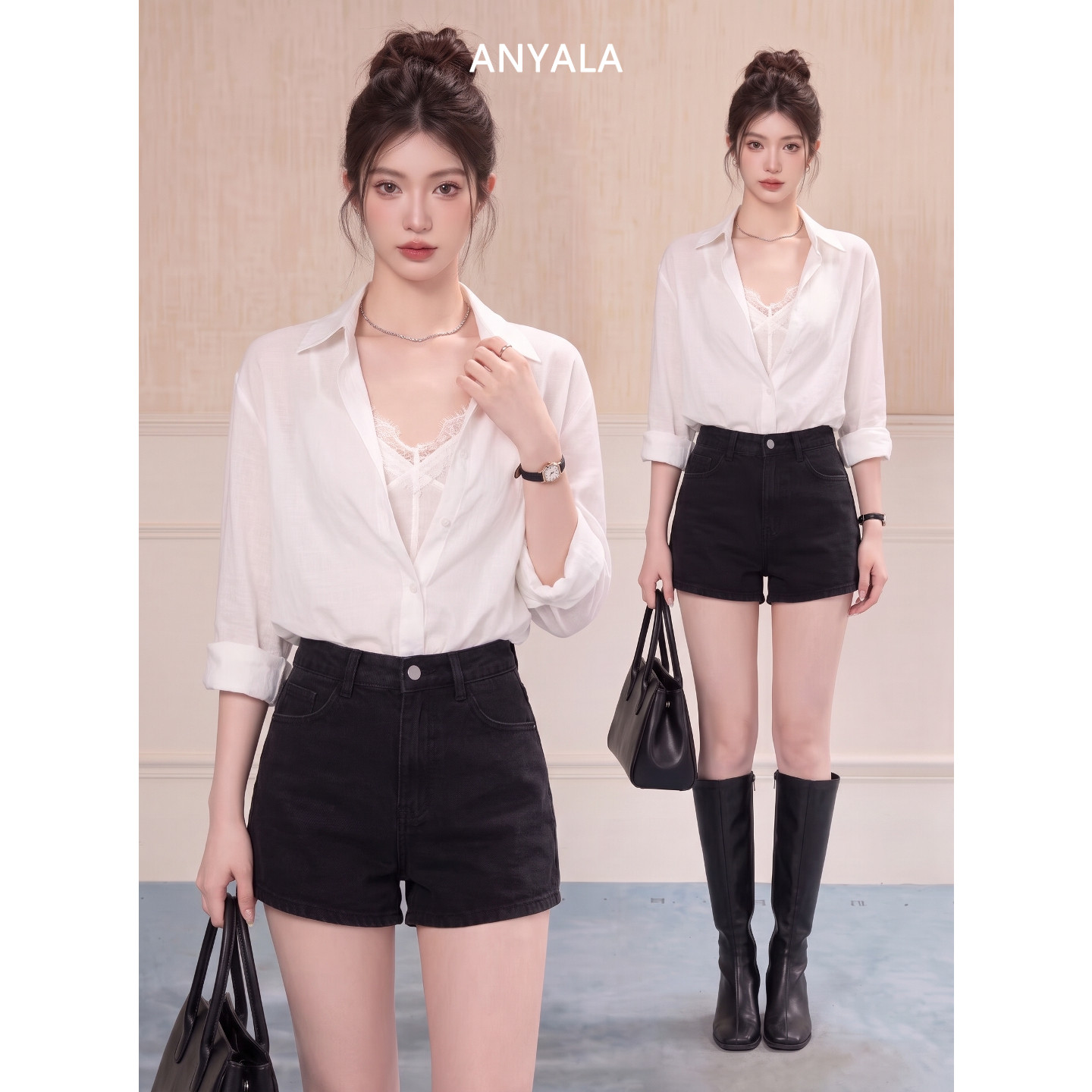 White sexy collared sun protection shirt for women, new summer style, unique and beautiful design, versatile lace patchwork top.