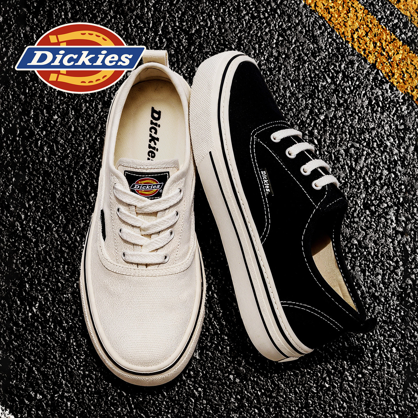 Мужские кроссовки с низким берцем Dickies; новинка 2026 года; осенняя простая и легкая повседневная парусиновая обувь на толстой подошве для мужчин
