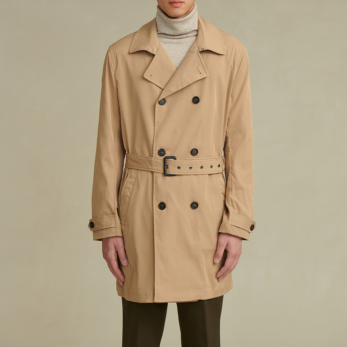 ERALDO portable design, двубортный тренч из водонепроницаемой шелковой эластичной ткани, городская всепогодная ветровка средней длины для мужчин