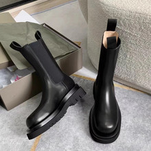 BVar boots, men's mid length boots, mona, same style chimney boots, thick soled Chelsea Martin boots, men's spring/summer breathable leather