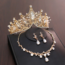 Bride Headwear Baroque Crown Korean Wedding Three Piece Wedding Dress Accessories Princess Birthday Crown Hair Accessories