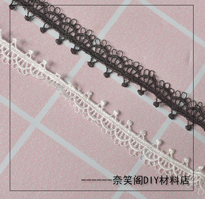 taobao agent 黑色牛奶丝1.2cm蕾丝小花边Lolita发带饰品diy辅料满包邮