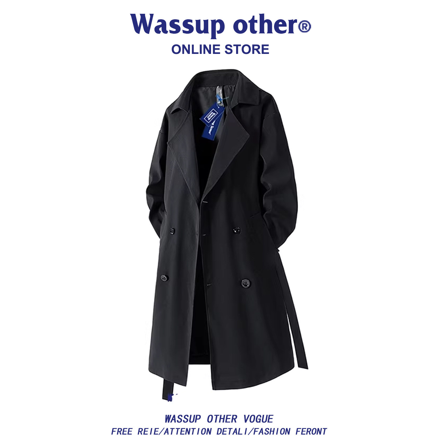 Мужская ветровка средней длины в стиле ретро WASSUP ISSUE, весенне-осеннее высококачественное повседневное пальто выше колена для мужчин