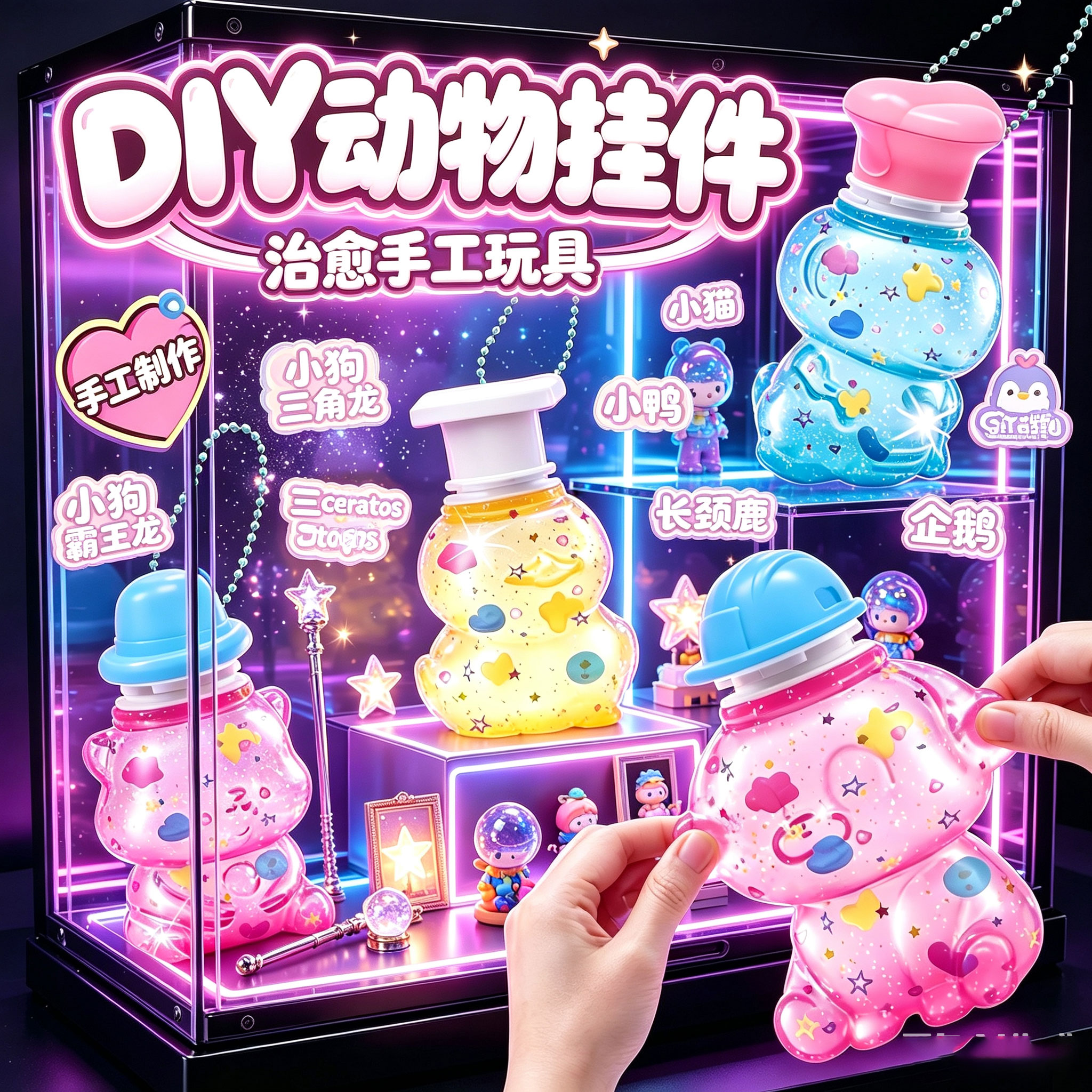 Впрыск воды pinch music blind box детская декомпрессионная игрушка DIY силиконовый медведь ручной работы милый питомец школьная сумка очаровательный подарок для девочки 6