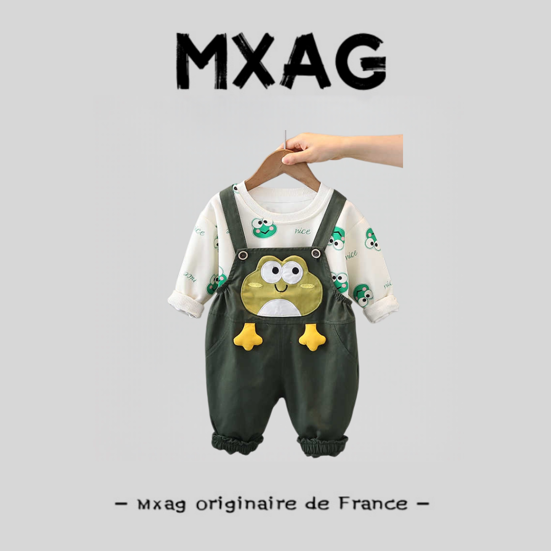 Осенний комбинезон для мальчиков MXAG, новинка 2026 года, весенне-осенняя одежда для малышей в западном стиле с героями мультфильмов, детский костюм-двойка