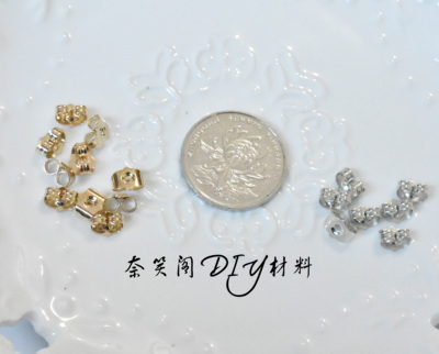 taobao agent 蝴蝶结耳钉塞金属电镀手工耳环耳饰DIY材料满包邮