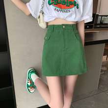 Real shot video small green skirt female ins summer new high