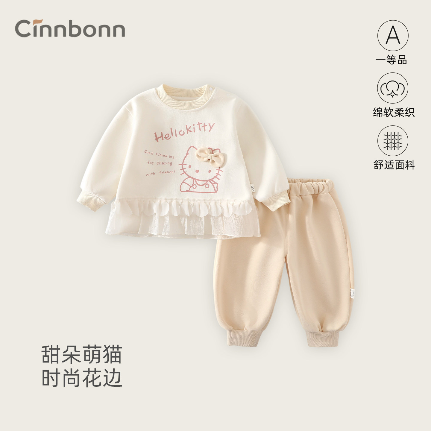 Chengbao/ осенний комплект из двух предметов с героями мультфильмов для девочек, кружевной свитер, леггинсы, костюм, одежда для прогулок для малышей