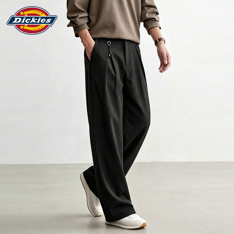 Повседневные брюки из льняной смеси old money с драпировкой Dickies на весну и осень, мужские осенние брюки, свободные прямые брюки