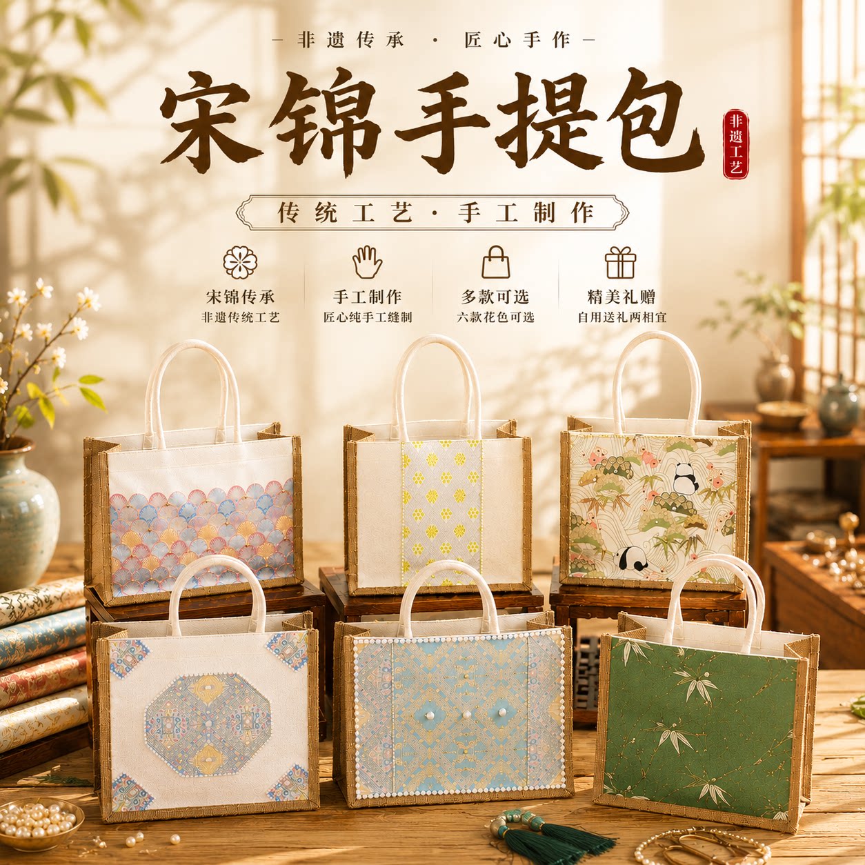 Китайское нематериальное культурное наследие Song Jin diy handmade pearl bag сумка из материала для сумок Салон ручной работы для пожилых людей