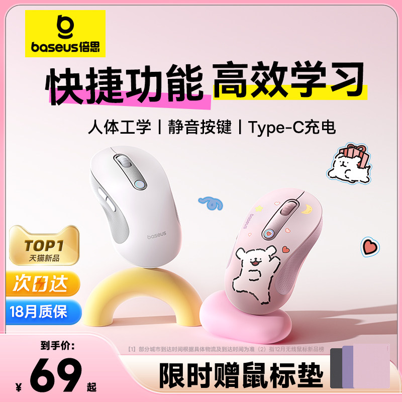 Кобрендовая мышь Baseus Wireless Bluetooth mouse от Line Puppy отключает звук, эргономичный планшет Apple Huawei