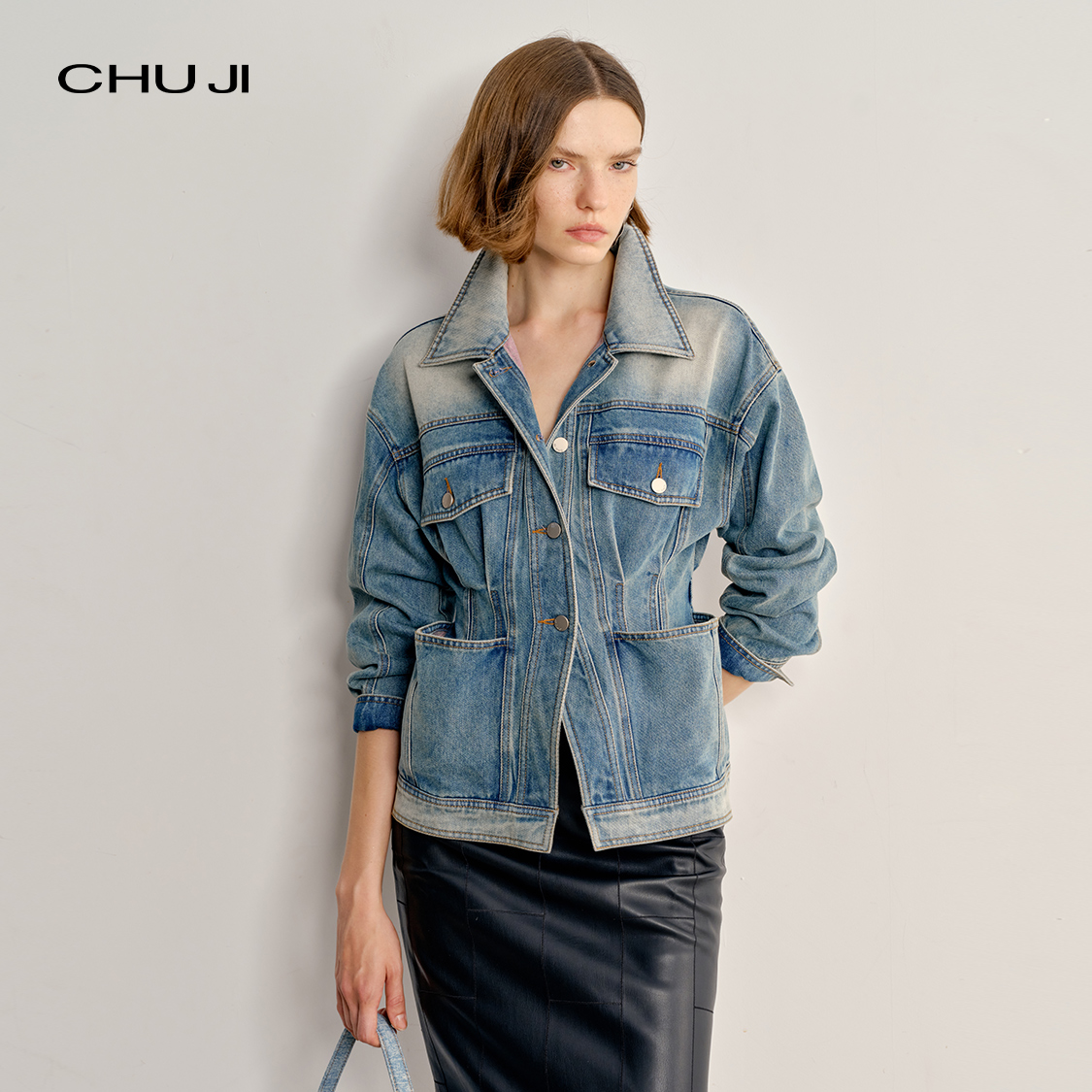 Джинсовая куртка в стиле ретро Out of the trace, женская весенне-осенняя джинсовая куртка с вытертой талией, короткая куртка-D2Z1447W