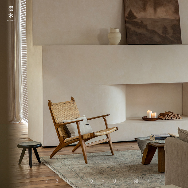 Массив дерева /средневековая гравюра\ Датский дизайнер Wabi-sabi wind rattan recliner lounge chair ретро-кресло из рога цельного дерева