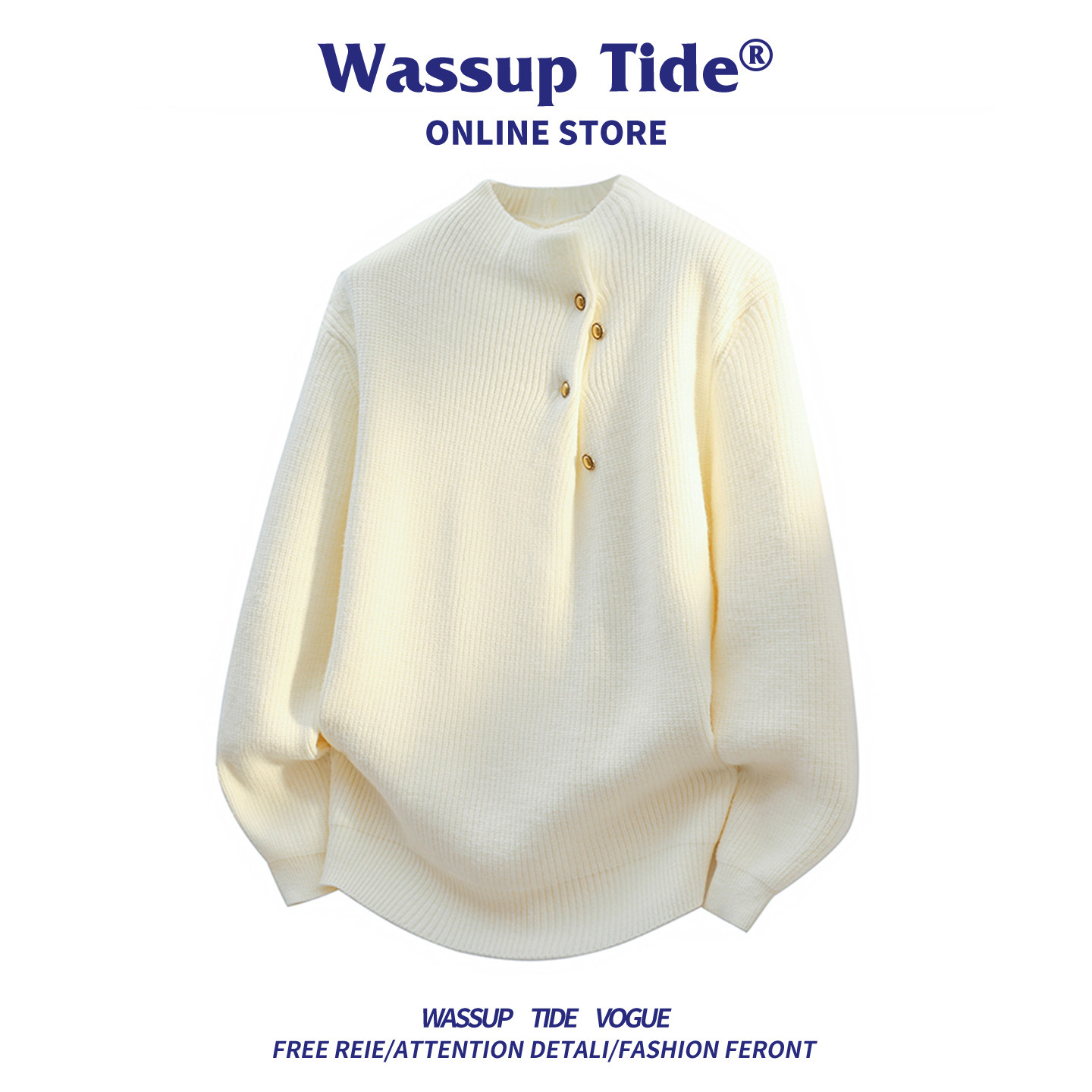 Модный свитер в стиле американского ретро WASSUP TIDE, мужской осенне-зимний новый трендовый свободный повседневный свитер с длинными рукавами