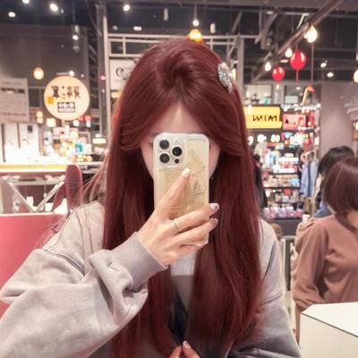taobao agent 蕾丝假发全头套女整顶中分长直发JK红棕色女万用cos浪洛丽塔女团