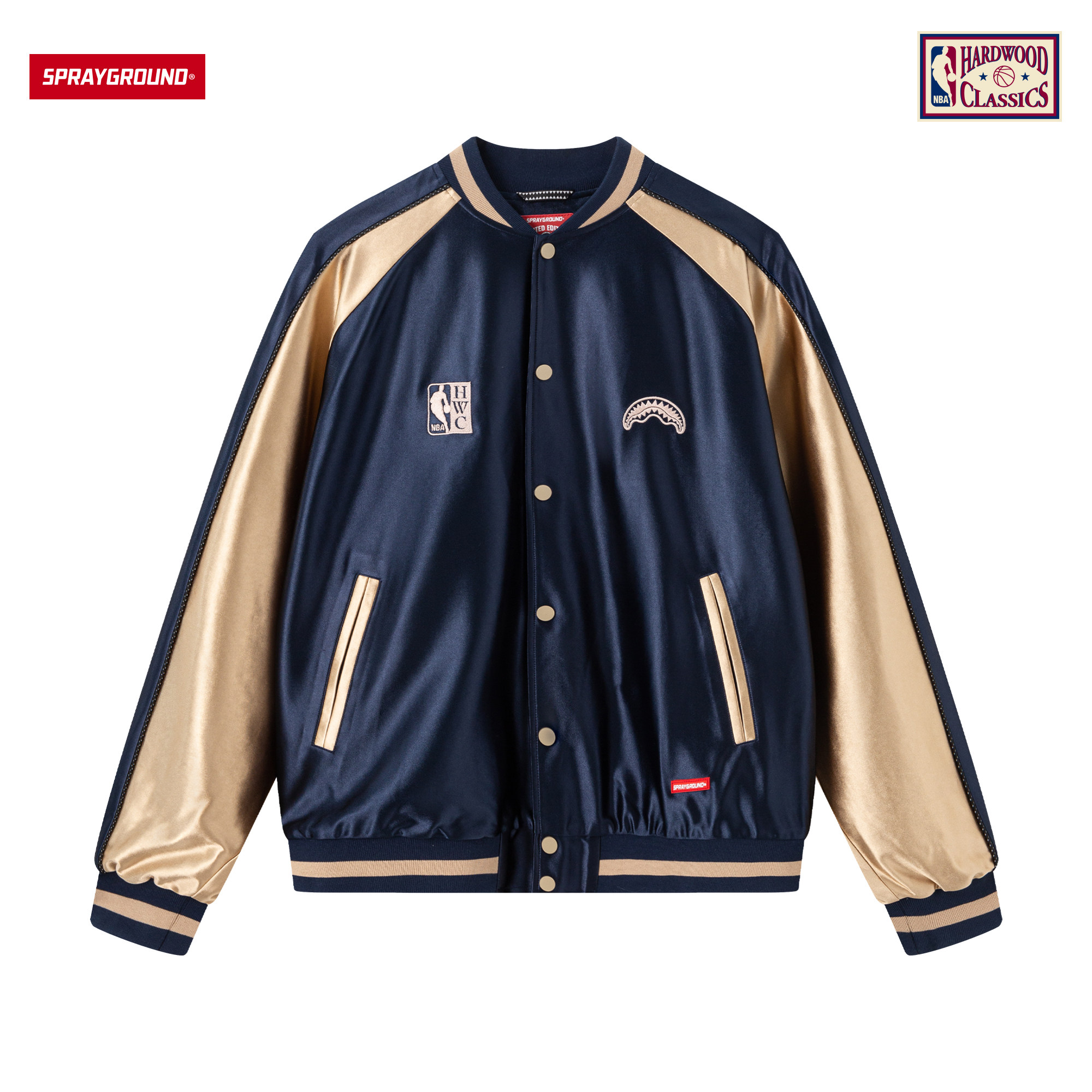 SprayGround 丨NBA HWC joint атласная вышитая бейсбольная форменная куртка мужская трендовая куртка в стиле американского ретро