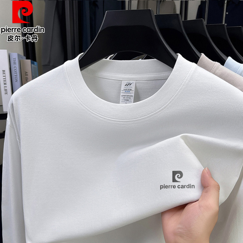 Pirkadan 2025 Spring and Autumn New 100% Cotton Long sleeved T-shirt Men's Solid Color Printed Hoodie Interior Undercover