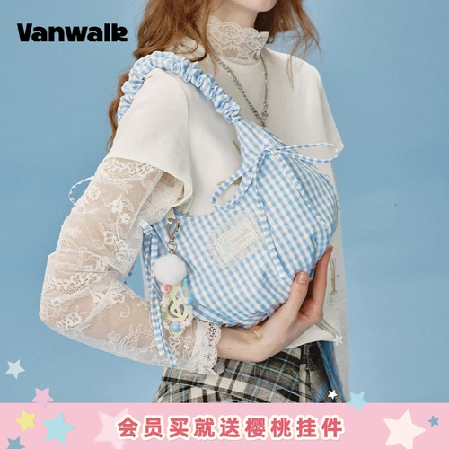 VANWALK Happy Band, новая ручная сумка в балетном стиле для девочек, сумка подмышки с кружевным бантом