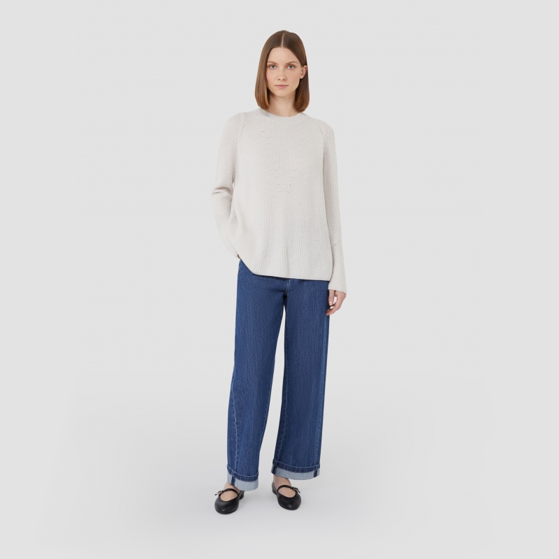 Новинка ранней осени MaxMara 2025, женский вязаный свитер в рубчик из овечьей шерсти 9366125106
