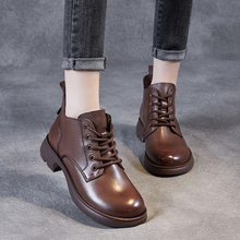 Genuine leather Martin boots, women's British style retro short boots