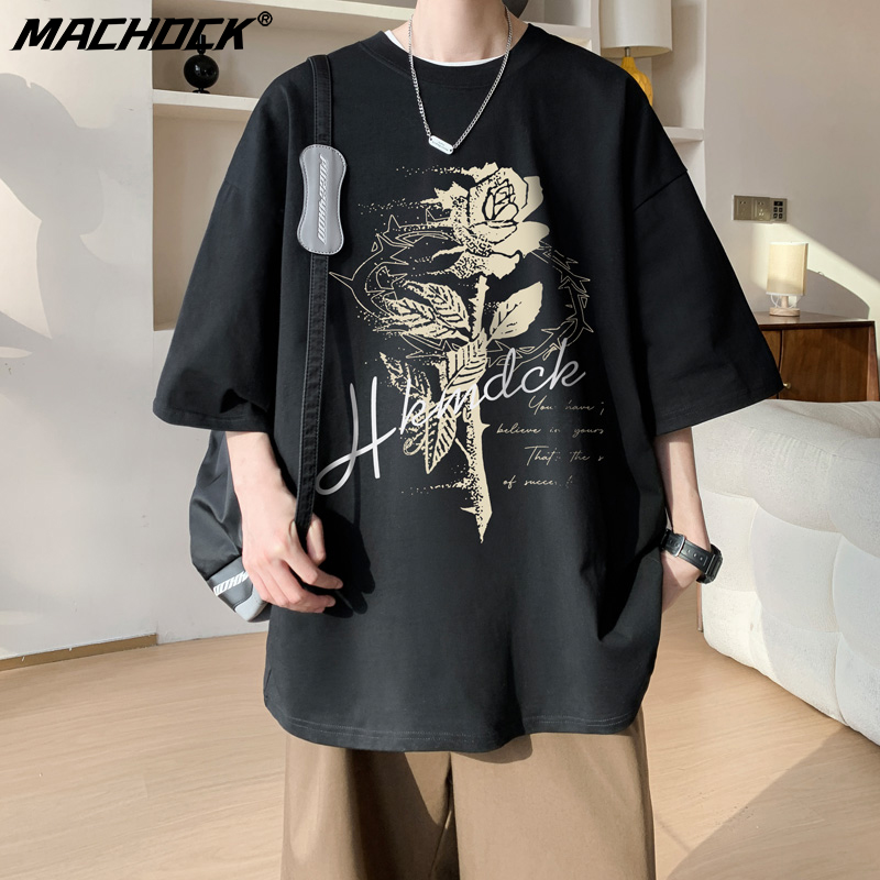 MACHDCK, американский модный бренд, ретро розовая футболка с короткими рукавами, мужская летняя плотная уличная футболка с короткими рукавами для пары, свободная футболка