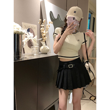 NAYA CHAN Annie Diary Pleated Dress Women's Summer High Waist Versatile A-line Half length Skirt Slim Short Skirt