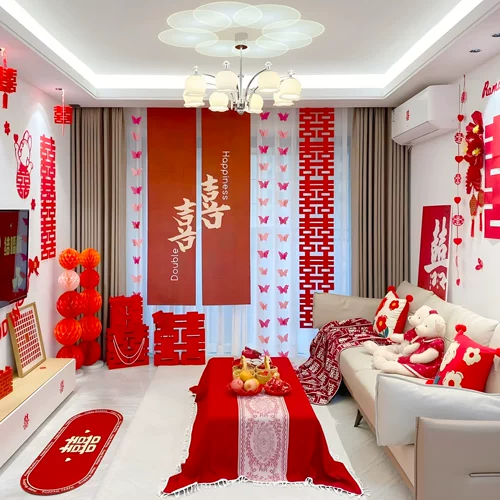 Набор украшений свадебной комнаты для женатых мужчин и женщин, новый дом, спальня, украшение занавесок в гостиной, длинный баннер со счастливым словом и гирлянда