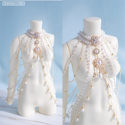 taobao agent R.I.A原创『白雪』锆石披肩项链bjd1/3女75叔娃衣欧风古装配饰