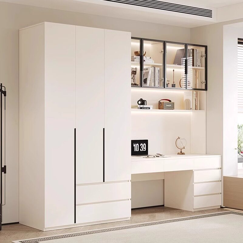 Письменный стол из массива дерева со шкафом для одежды встроенная спальня домашний компьютерный стол цельный шкаф-купе комбинация шкафов небольшая квартира книжная полка книжный шкаф