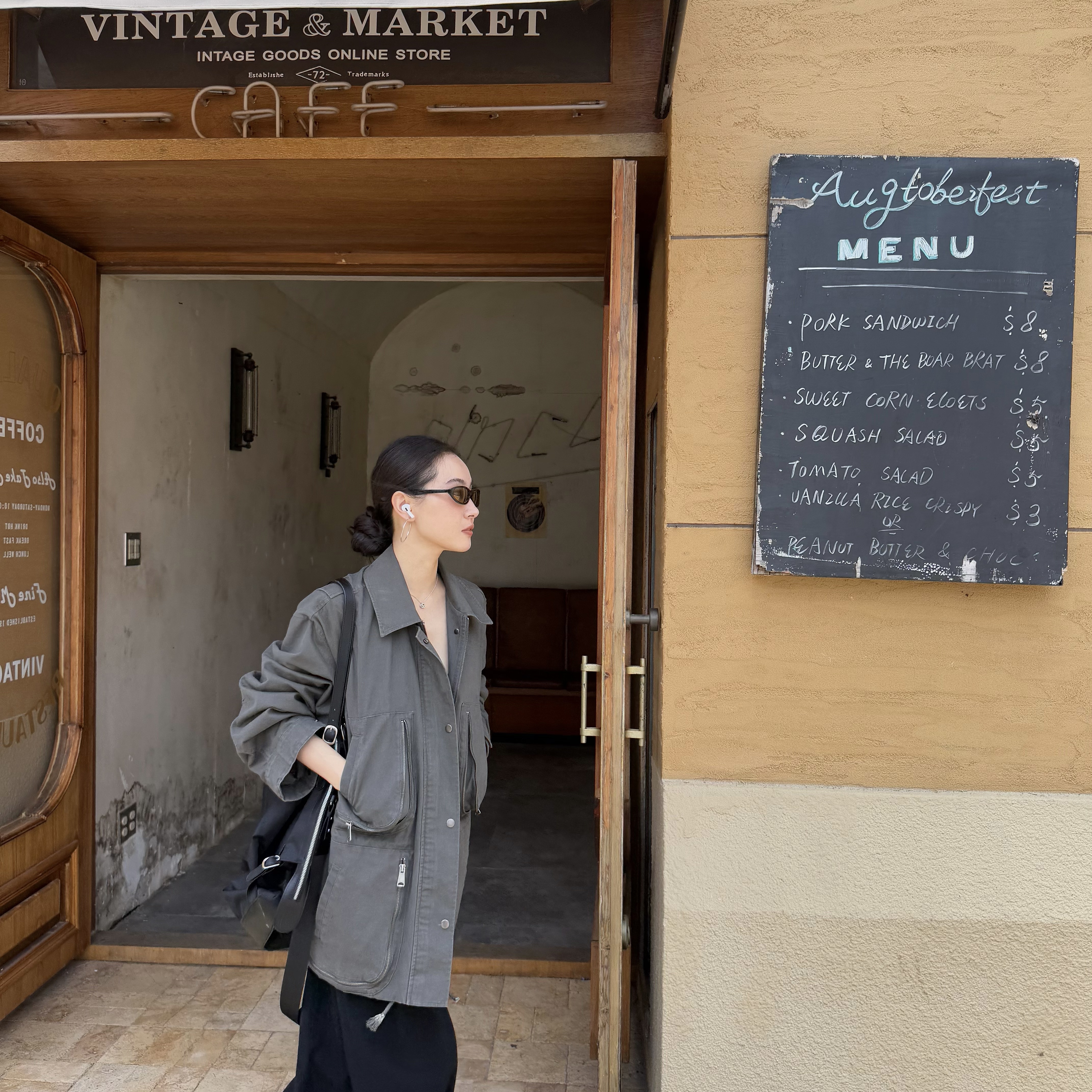 INAIEN Xiaoxiaojia “Осенняя серия” Хлопчатобумажная куртка для стирки в тяжелой промышленности с завязками на талии W8109