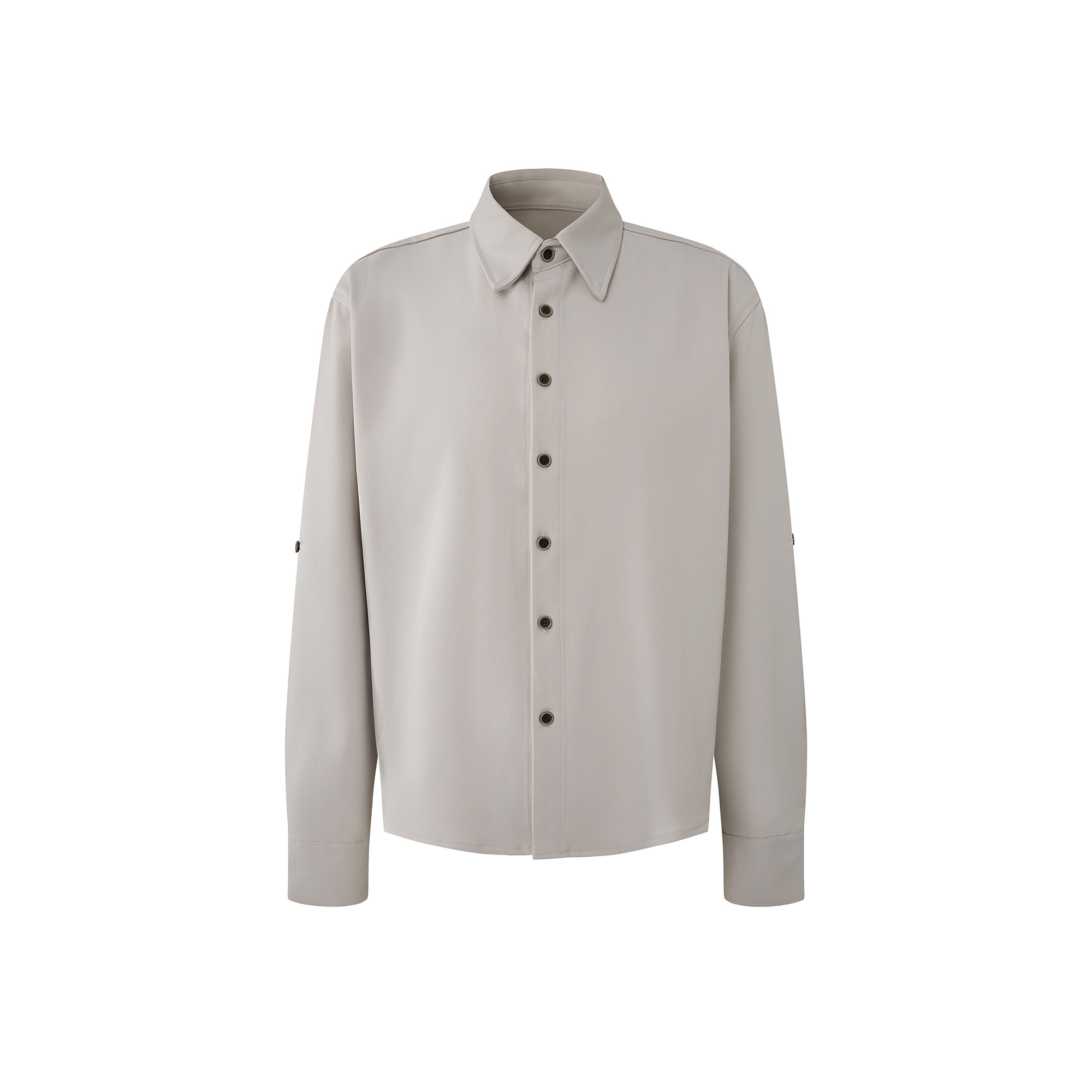 Укороченная и широкая версия базовой рубашки “basic shirt 2.0” для пригородов с длинными рукавами и защитой от морщин, белая универсальная рубашка А-силуэта