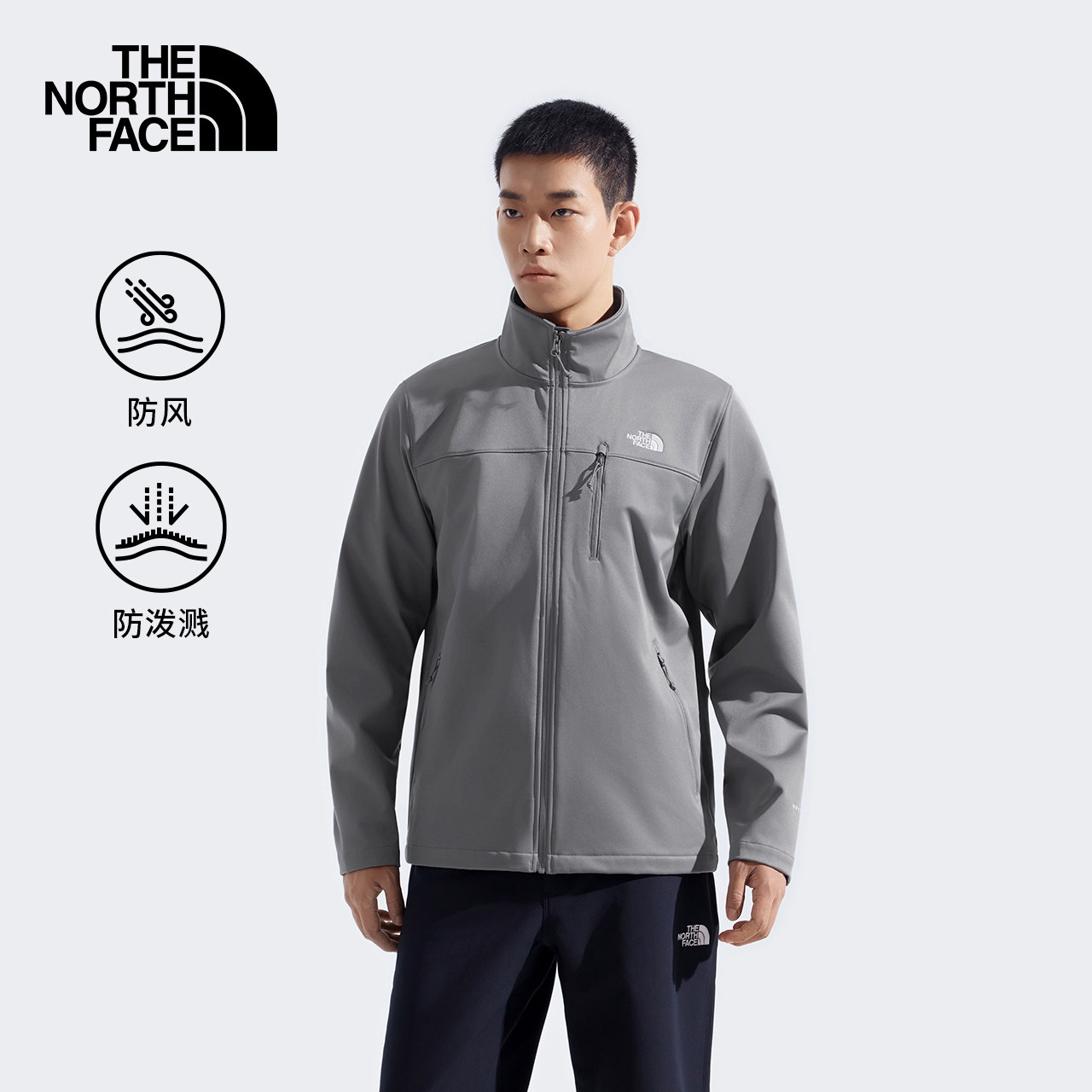 Мужская куртка TheNorthFace soft shell, мужская уличная ветрозащитная и водоотталкивающая теплая куртка с воротником-стойкой, куртка 8DNB