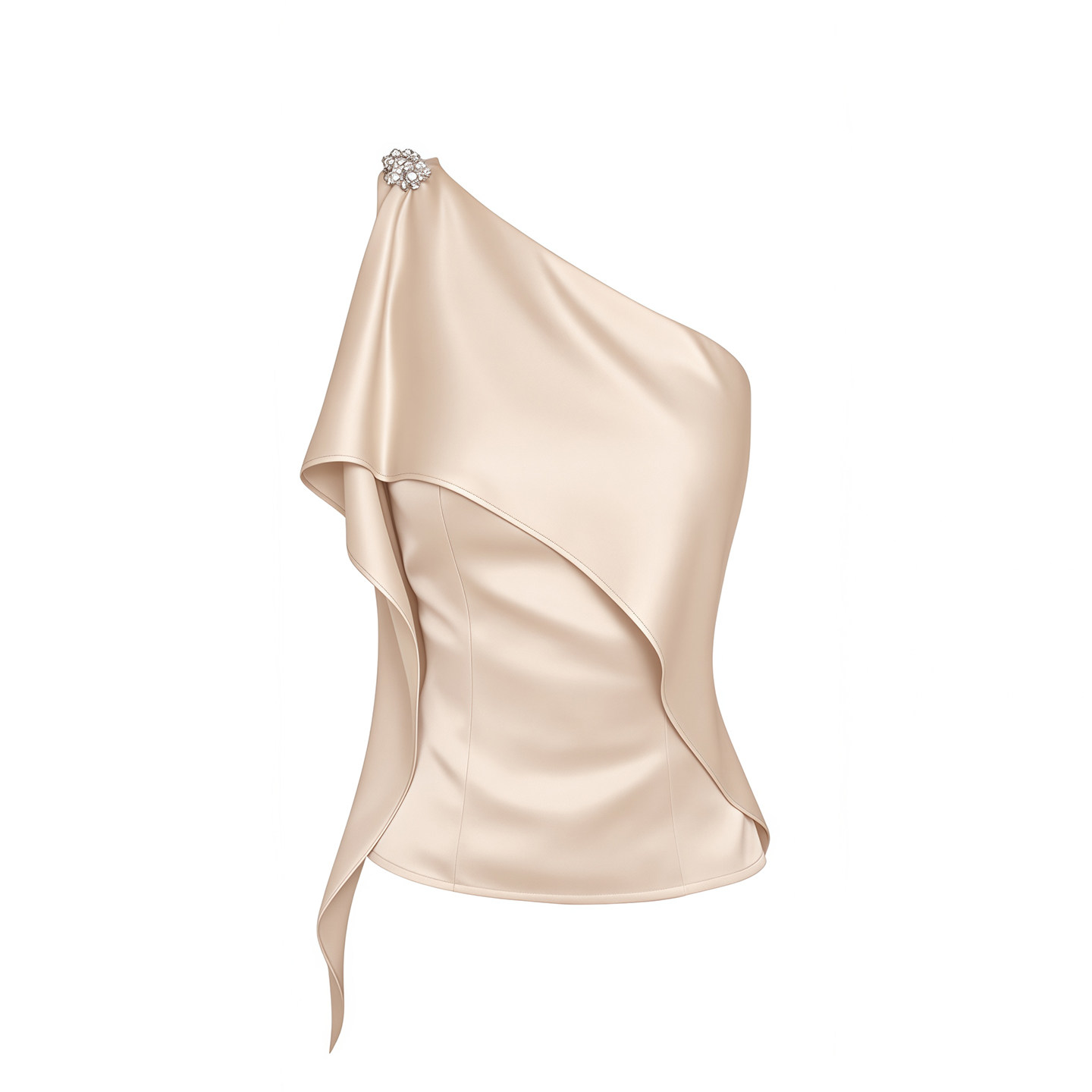 Asymmetrical one-shoulder camisole for women, new summer style, Korean light luxury, rhinestone-studded, elegant, slim-fitting top.
