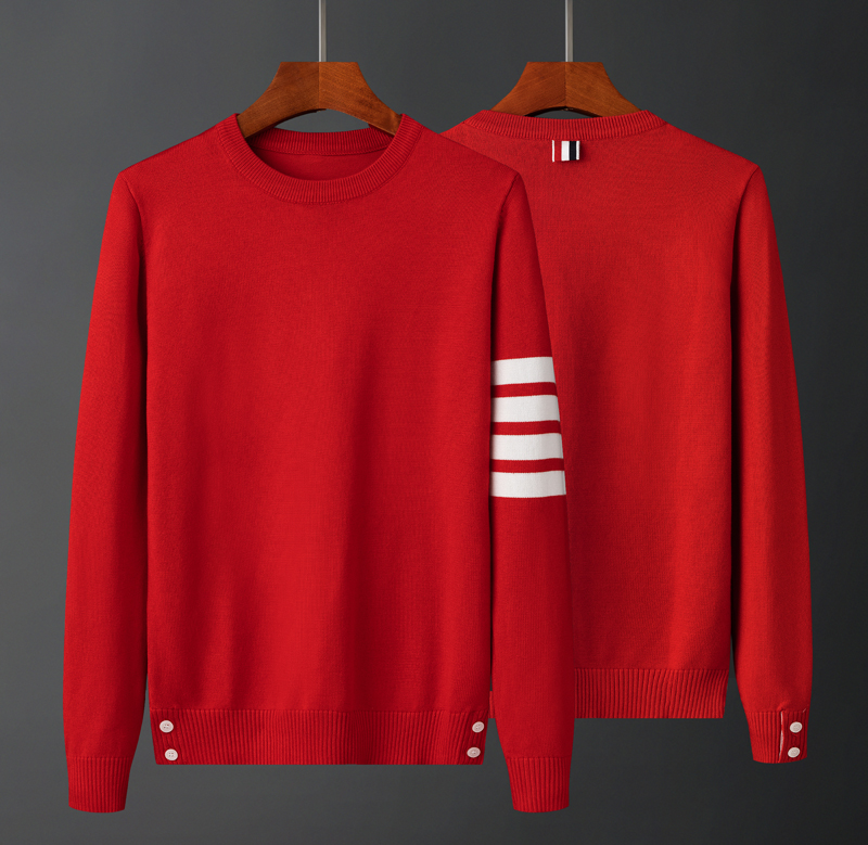 Зимний свитер в красную полоску на день рождения для мужчин и женщин в одинаковом стиле, одежда для пар, теплый свитер с круглым вырезом большого размера