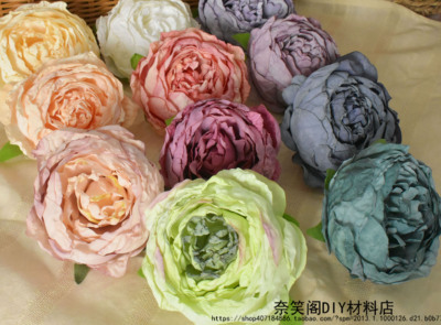 taobao agent 8cm直径焦边烧边仿真牡丹花手工DIY草帽花朵满49包邮