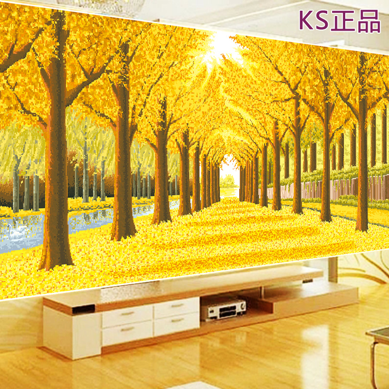 KS вышивка крестиком гостиная 2025 новая вышивка нитками большое золотое дерево удачи 46 цветов высококачественный пейзаж для самостоятельной вышивки
