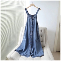 Foreign trade women's clothing 2022 spring and summer new fashion single-breasted Tencel dress women's thin loose denim suspender skirt