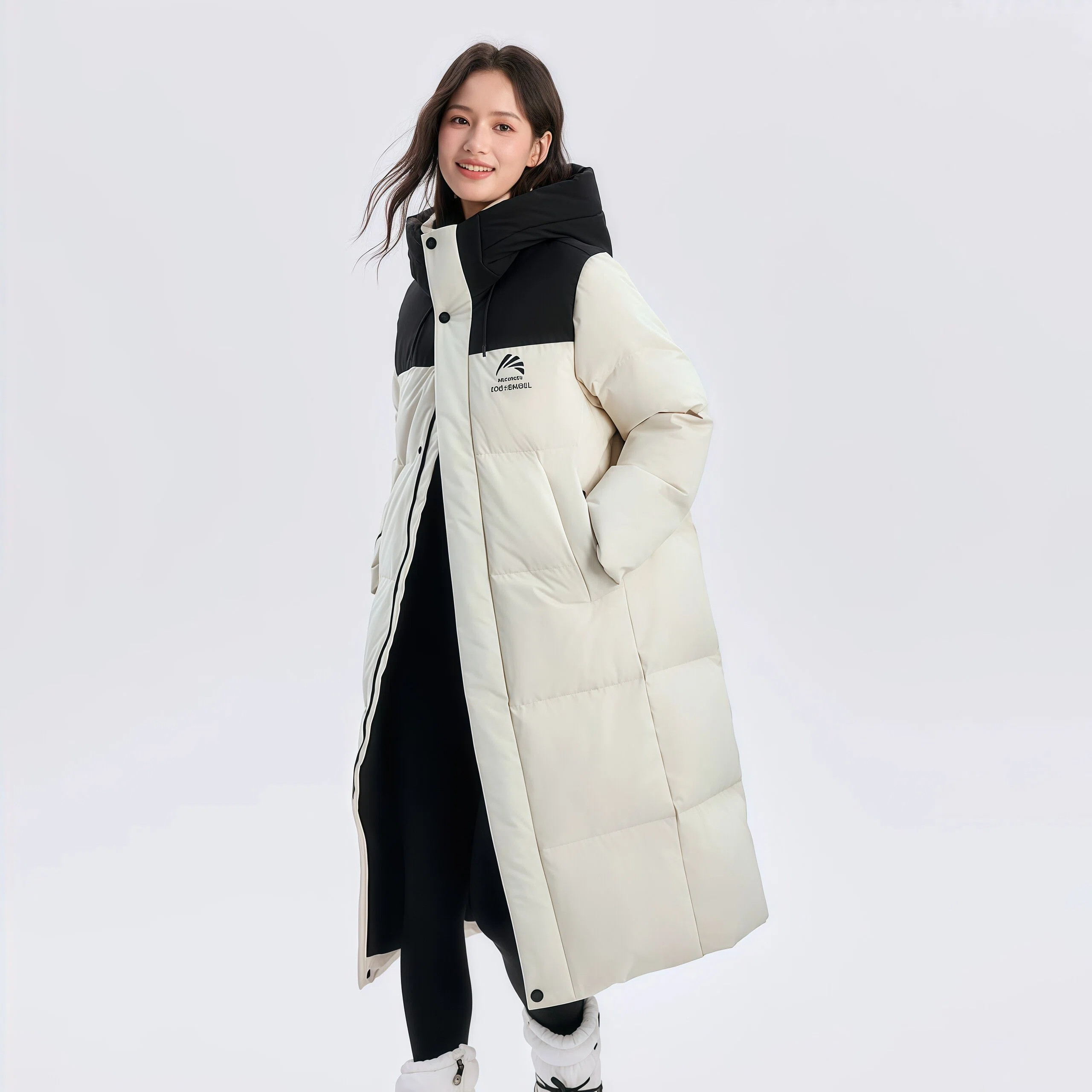 [Wang Yibo с тем же ice shell 3.0 Pro] Пуховик на утином пуху для женщин средней длины, для экстремально холодных парных моделей для мужчин и женщин.