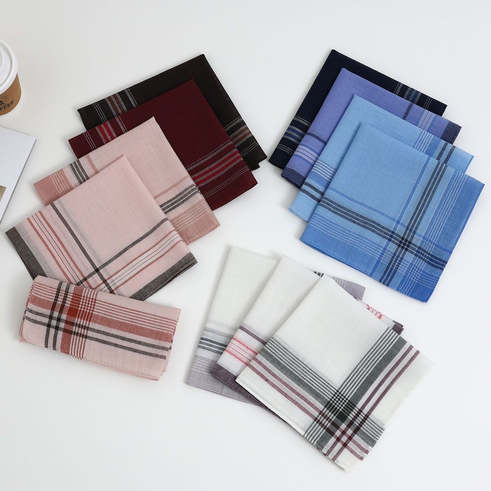 Clearance Sale Men's Handkerchief Polyester Plaid Handkerchief Classic Retro Vintage Thin Absorbent Sweat-Wiping Hand Towel Square Towel