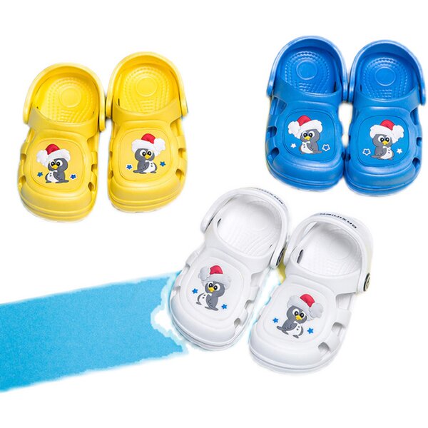 Тапочки в стиле Crocs, нескользящие дышащая обувь, детские мюли для раннего возраста, антибактериальная пропитка, закрытый носок