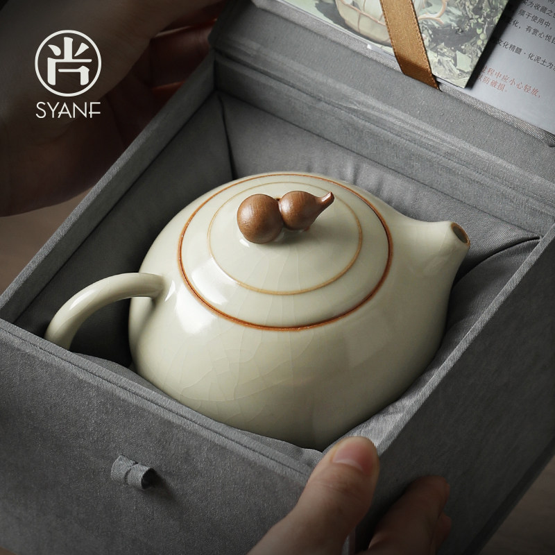 Глазурь Bai Cai мастерского уровня, чайник для обжига Huang Ru, бытовая высококачественная печь Ru, горшок Xishi, новоселье, новый дом, сувенирная подарочная коробка