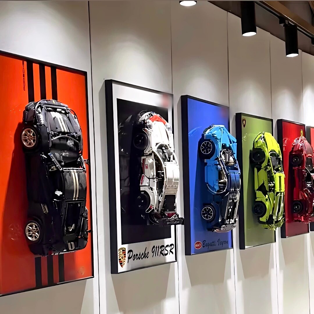 Индивидуальные настенные строительные блоки Lego, декоративная роспись спортивного автомобиля Lamborghini Ferrari Porsche, настенная фоновая доска для автомобиля