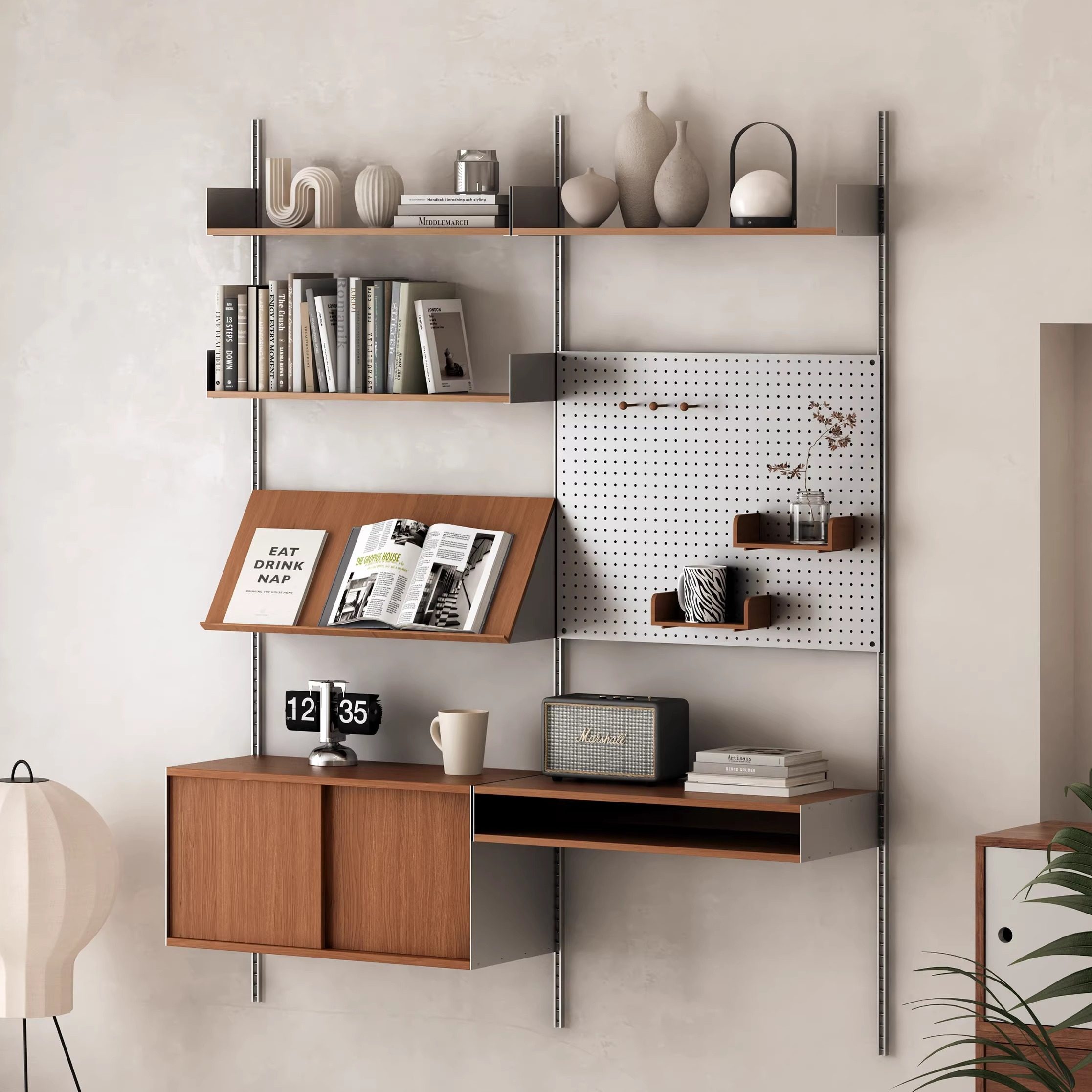 vitsoe606 полка настенная с отверстием для доски стеллаж для хранения в небольшой квартире настенная книжная полка из многослойной доски из массива дерева