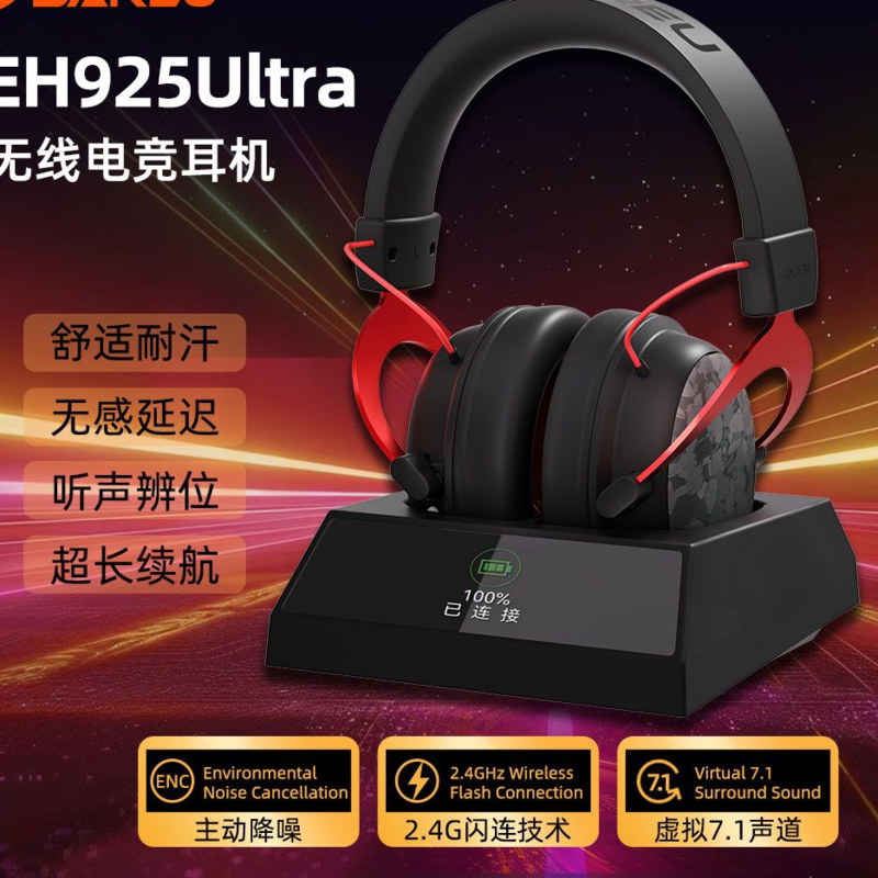 Беспроводная игровая гарнитура Daheryou EH925Ultra с шумоподавлением 7.1 CF Delta gaming Headset с микрофоном для гарнитуры