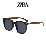 ZARA2026 новые солнцезащитные очки в стиле ретро с зернистой древесиной в большой оправе, солнцезащитные очки унисекс с защитой от ультрафиолета для лица.