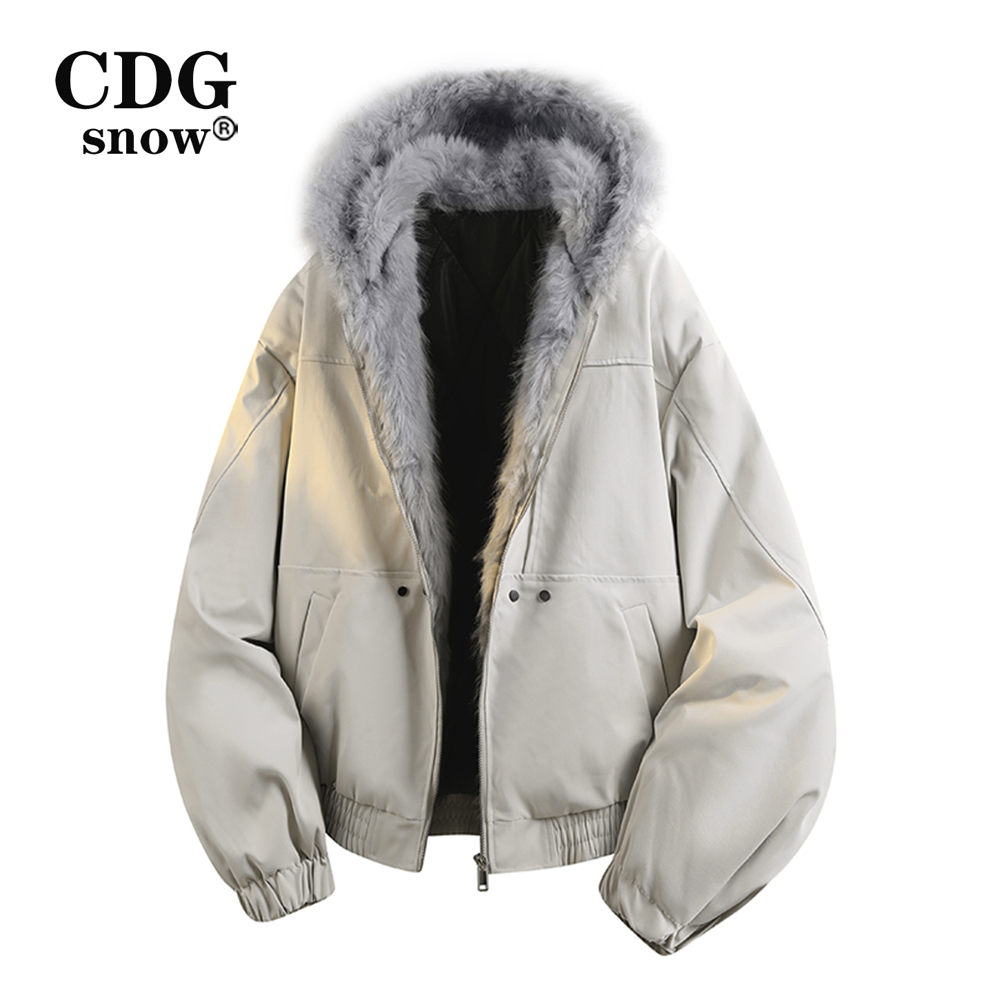 CDGSNOW Американская ретро горная резьба по дереву, меховой воротник, стеганая куртка с капюшоном, пара зимних хлебных пальто, стеганая куртка