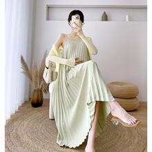 Pregnant women's dress summer thin pleated chiffon Slip dress cardigan two-piece small pregnant women's summer suit